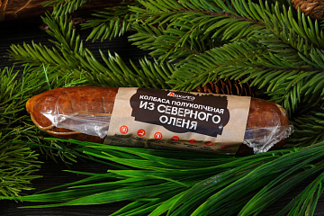 Фото Колбаса из северного оленя (с салом кабана) полукопченая (охлажденная)